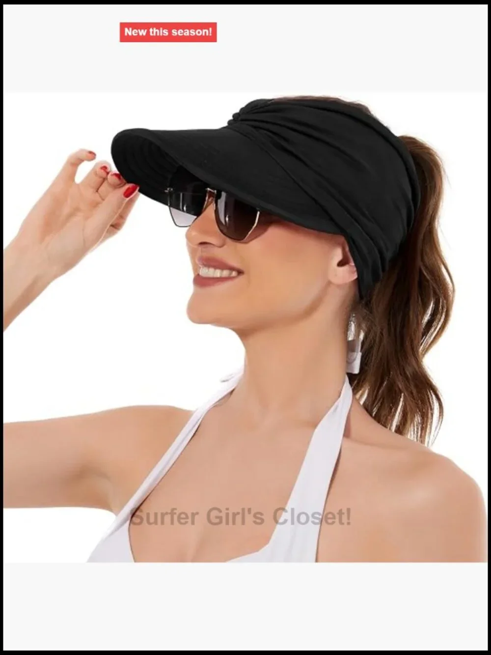 Lightweight Quick-Dry Ponytail Sun Visor Hat with Wide Brim UPF50+